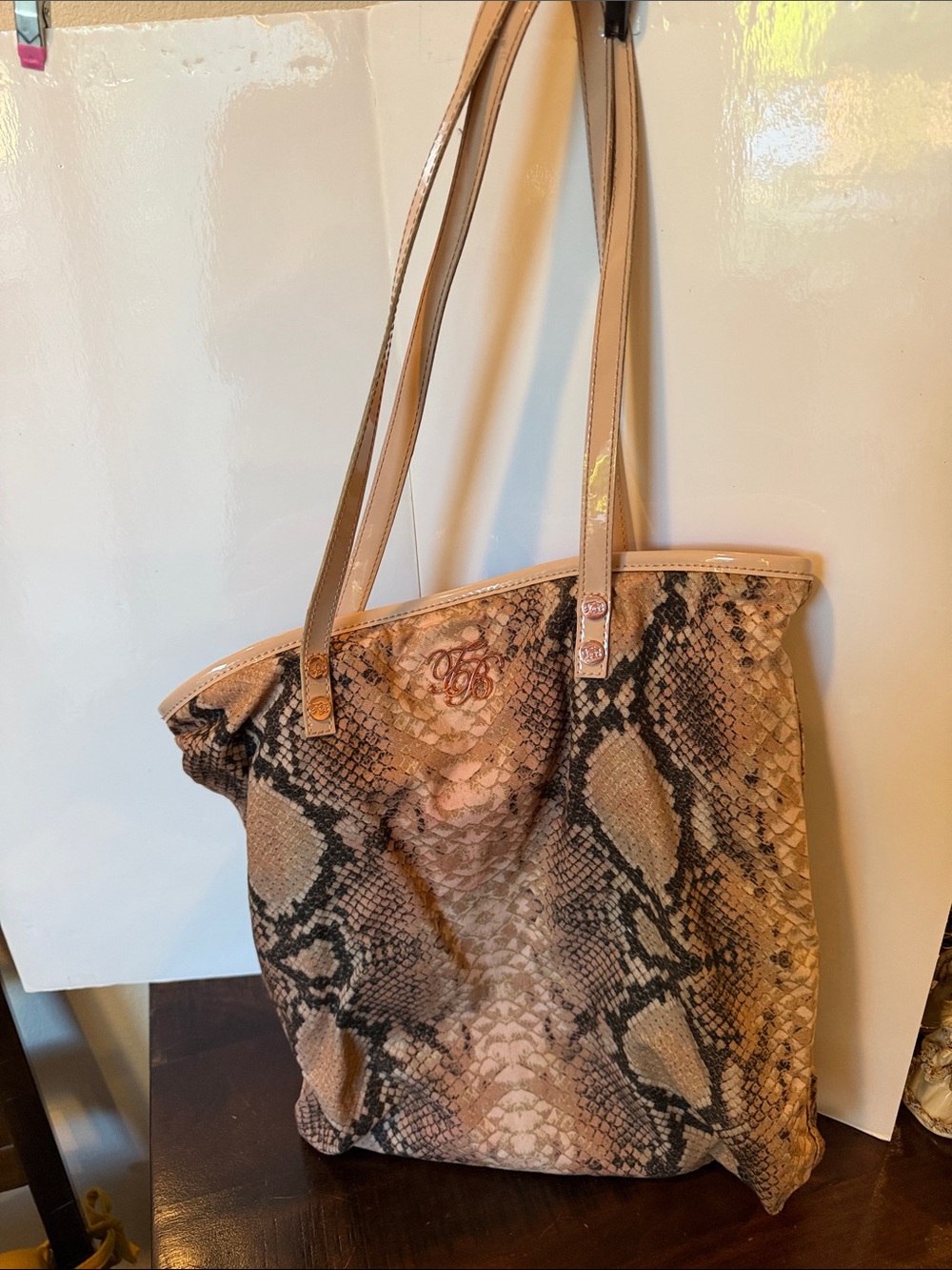 Ted Baker Reptilla Monogram Snake-Print Tote Bag in Beige 2012 throwback